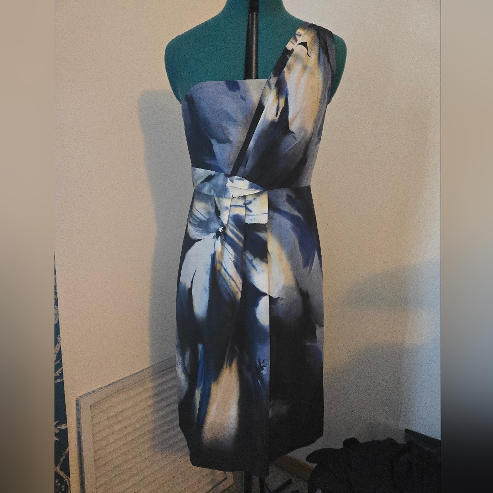 Elegant Blue and White Floral Dress